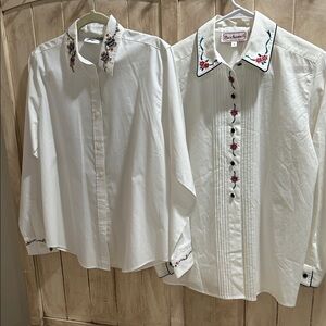 Holiday themed women vintage embroidered shirt combo. Holiday -Vintage